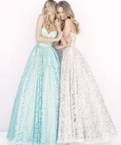 Sherri Hill - 51574 Bead Appliqued Strapless Lace Ballgown