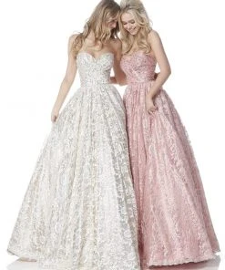 Sherri Hill - 51574 Bead Appliqued Strapless Lace Ballgown