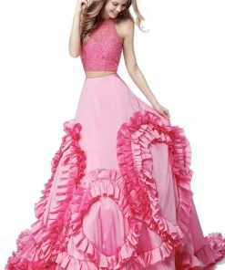 Sherri Hill - 51577 Beaded Two Piece Ruffled Ballgown