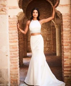 Sherri Hill - 51581 Two Piece Halter Satin Mermaid Dress 15 Sherri Hill - 51581 Two Piece Halter Satin Mermaid Dress