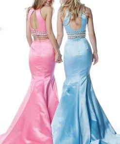 Sherri Hill - 51581 Two Piece Halter Satin Mermaid Dress 17 Sherri Hill - 51581 Two Piece Halter Satin Mermaid Dress