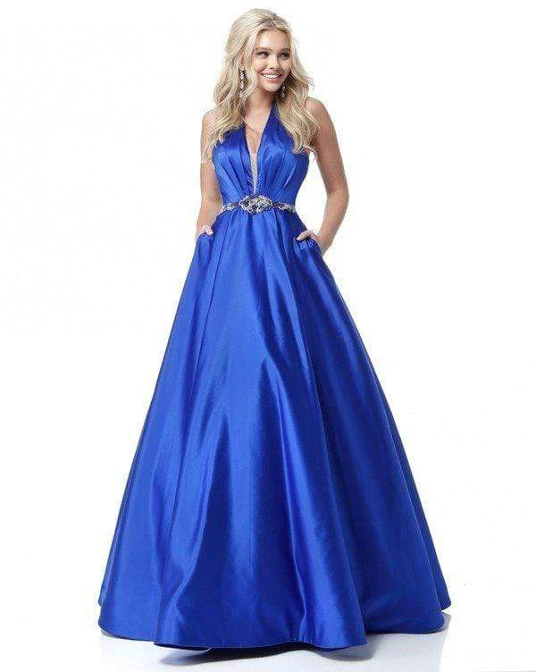 Sherri Hill - 51588 Deep V Halter Bodice Ballgown With Beaded Belt 6 Sherri Hill - 51588 Deep V Halter Bodice Ballgown With Beaded Belt