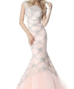 Sherri Hill - 51593 Beaded Lace Bateau Mermaid Dress