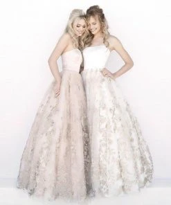 Sherri Hill - 51596 Floral Appliqued Full Figured Strapless Dress