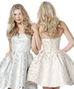 Sherri Hill - 51598 Strapless Metallic Print Taffeta A-line Dress