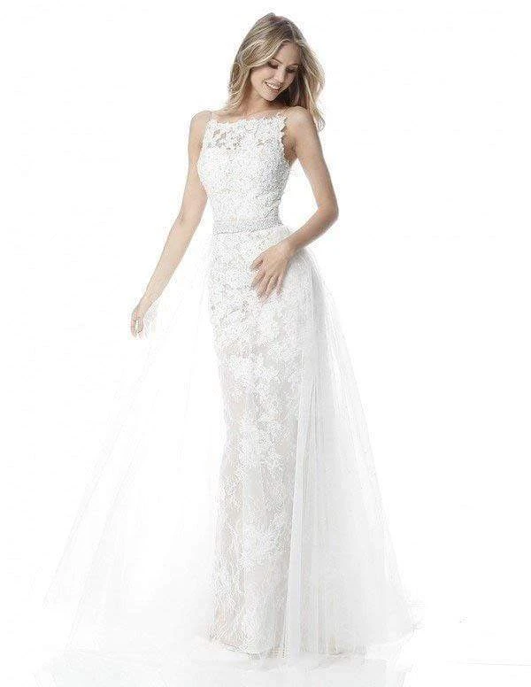 Sherri Hill - 51602 Straight Across Long Lace Dress With Overlay 3 Sherri Hill - 51602 Straight Across Long Lace Dress With Overlay