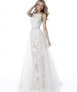 Sherri Hill - 51602 Straight Across Long Lace Dress With Overlay 5 Sherri Hill - 51602 Straight Across Long Lace Dress With Overlay