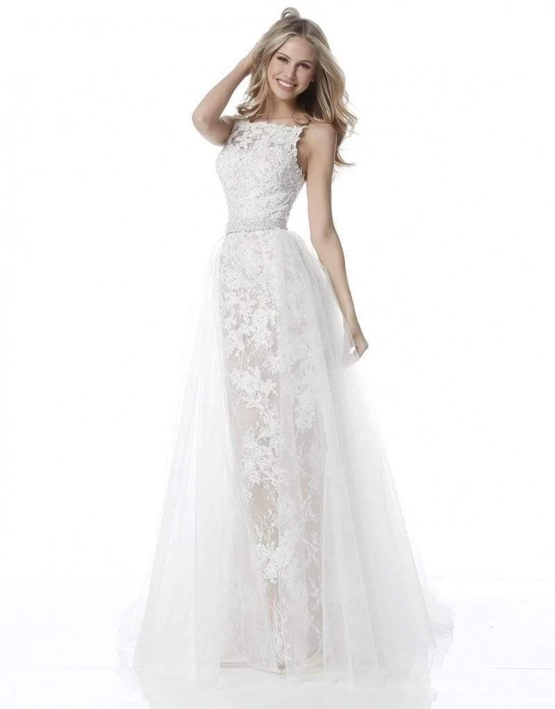 Sherri Hill - 51602 Straight Across Long Lace Dress With Overlay 4 Sherri Hill - 51602 Straight Across Long Lace Dress With Overlay