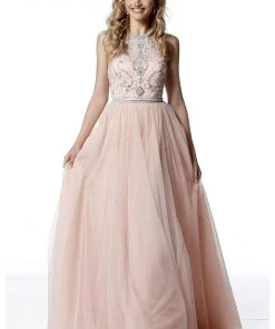 Sherri Hill - 51604 Beaded Illusion Halter A Line Dress