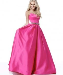 Sherri Hill - 51609 Strapless Satin Ballgown With Jewel Encrusted Belt 13 Sherri Hill - 51609 Strapless Satin Ballgown With Jewel Encrusted Belt