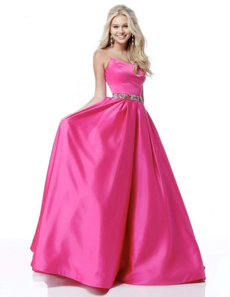Sherri Hill - 51609 Strapless Satin Ballgown With Jewel Encrusted Belt 6 Sherri Hill - 51609 Strapless Satin Ballgown With Jewel Encrusted Belt
