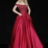 Sherri Hill - 51610 Beaded Satin Off The Shoulder Long Dress 2 Sherri Hill - 51610 Beaded Satin Off The Shoulder Long Dress
