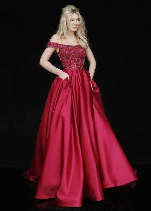 Sherri Hill - 51610 Beaded Satin Off The Shoulder Long Dress 3 Sherri Hill - 51610 Beaded Satin Off The Shoulder Long Dress
