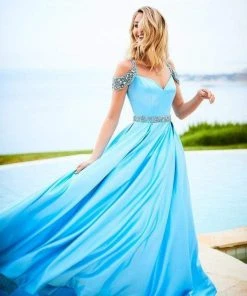 Sherri Hill - 51613 A Line Beaded Dress With Bejeweled Cold Shoulders