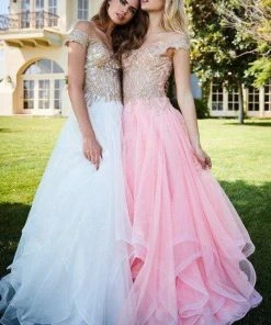 Sherri Hill - 51614 Lace Appliqued Corset Tiered A Line Dress