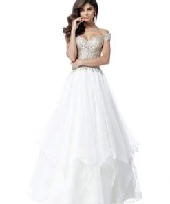 Sherri Hill - 51614 Lace Appliqued Corset Tiered A Line Dress