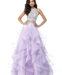 Sherri Hill - 51615 Two Piece High Halter Organza Ruffled Dress