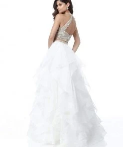 Sherri Hill - 51615 Two Piece High Halter Organza Ruffled Dress