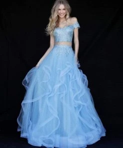 Sherri Hill - 51617 Two Piece Off-Shoulder Tulle Evening Dress 17 Sherri Hill - 51617 Two Piece Off-Shoulder Tulle Evening Dress