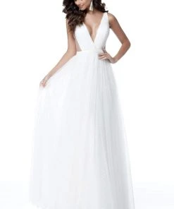 Sherri Hill - 51620 Pleated Plunging V-Neck Ballgown