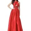 Sherri Hill - 51621 Criss Cross Halter Neck Satin Evening Gown