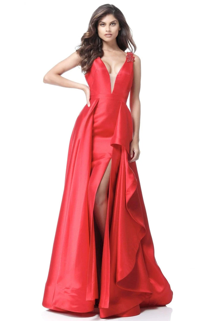 Sherri Hill - 51627 Deep V-neck Mikado A-line Gown 3 Sherri Hill - 51627 Deep V-neck Mikado A-line Gown