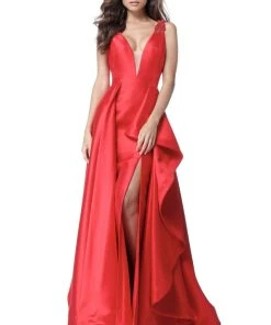 Sherri Hill - 51627 Deep V-neck Mikado A-line Gown 7 Sherri Hill - 51627 Deep V-neck Mikado A-line Gown