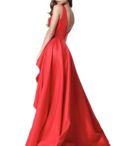 Sherri Hill - 51627 Deep V-neck Mikado A-line Gown