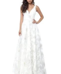 Sherri Hill - 51628 Floral Print Deep V-neck A-line Gown 12 Sherri Hill - 51628 Floral Print Deep V-neck A-line Gown