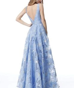 Sherri Hill - 51628 Floral Print Deep V-neck A-line Gown 10 Sherri Hill - 51628 Floral Print Deep V-neck A-line Gown