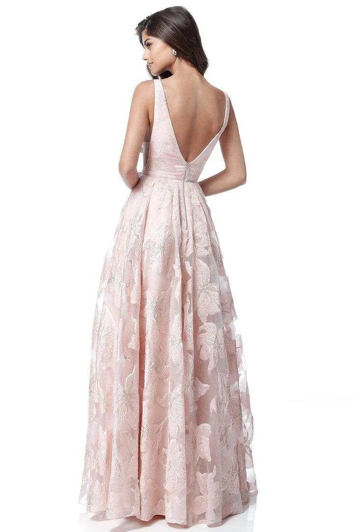 Sherri Hill - 51628 Floral Print Deep V-neck A-line Gown 8 Sherri Hill - 51628 Floral Print Deep V-neck A-line Gown