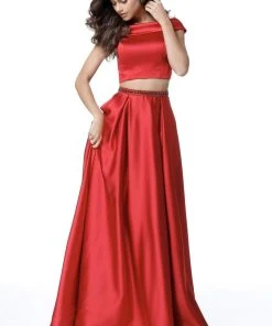 Sherri Hill - 51632 Two Piece Off-Shoulder Satin A-Line Dress 14 Sherri Hill - 51632 Two Piece Off-Shoulder Satin A-Line Dress