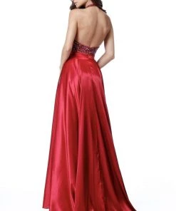 Sherri Hill - 51636 Plunging V-Neck Notched A Line Dress