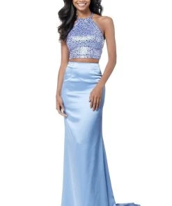 Sherri Hill - 51647 Two Piece Halter Satin Evening Dress