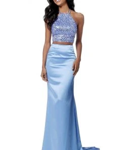 Sherri Hill - 51647 Two Piece Halter Satin Evening Dress