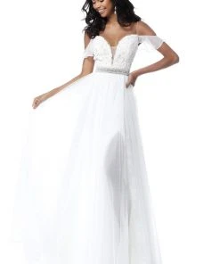 Sherri Hill - 51656 Plunging Off-Shoulder A Line Beaded Dress 13 Sherri Hill - 51656 Plunging Off-Shoulder A Line Beaded Dress