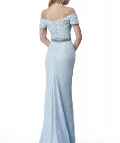 Sherri Hill - 51657 Plunging Off The Shoulder Lace Beaded Dress