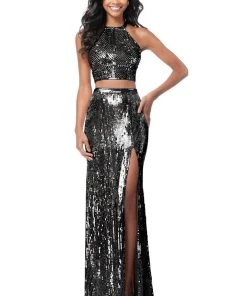 Sherri Hill - 51662 Two Piece Beaded Halter High Slit Dress 13 Sherri Hill - 51662 Two Piece Beaded Halter High Slit Dress