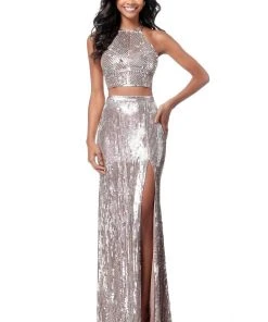 Sherri Hill - 51662 Two Piece Beaded Halter High Slit Dress 16 Sherri Hill - 51662 Two Piece Beaded Halter High Slit Dress