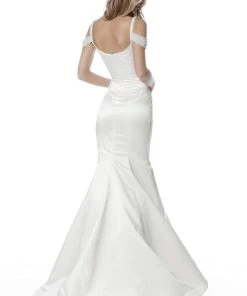 Sherri Hill - 51669 Beaded Deep V-Neck Satin Mermaid Dress