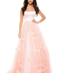 Sherri Hill - 51672 Strapless Floral Appliqued Glitter A Line Dress 10 Sherri Hill - 51672 Strapless Floral Appliqued Glitter A Line Dress