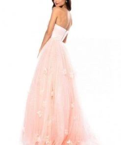 Sherri Hill - 51672 Strapless Floral Appliqued Glitter A Line Dress 11 Sherri Hill - 51672 Strapless Floral Appliqued Glitter A Line Dress