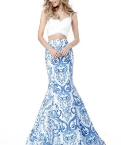 Sherri Hill - 51681 Two Piece Sweetheart Printed Mermaid Dress 11 Sherri Hill - 51681 Two Piece Sweetheart Printed Mermaid Dress