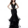 Sherri Hill - 51683 Lace Deep V-neck Ruffle Tulle Mermaid Dress