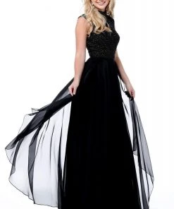 Sherri Hill - 51687 Beaded High Neck Chiffon A Line Dress