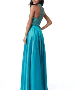 Sherri Hill - 51690 High Halter Beaded Taffeta Dress