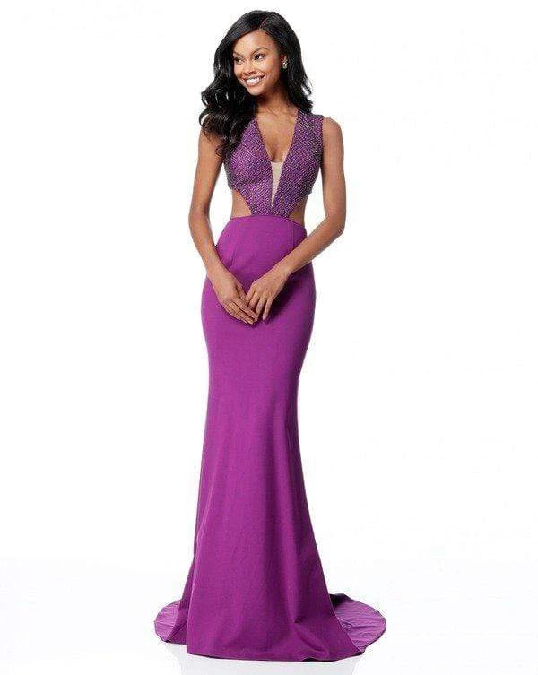 Sherri Hill - 51698 Beaded Deep V-neck Scuba Trumpet Dress 3 Sherri Hill - 51698 Beaded Deep V-neck Scuba Trumpet Dress
