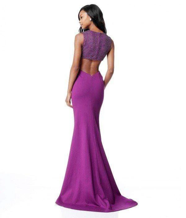 Sherri Hill - 51698 Beaded Deep V-neck Scuba Trumpet Dress 4 Sherri Hill - 51698 Beaded Deep V-neck Scuba Trumpet Dress