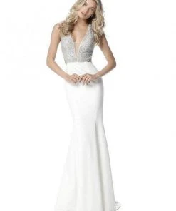 Sherri Hill - 51699 Beaded Plunging V-Neck Sheath Dress