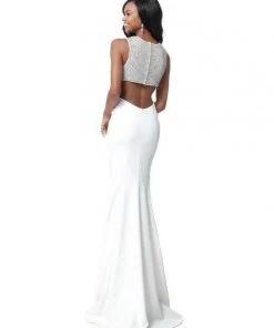 Sherri Hill - 51699 Beaded Plunging V-Neck Sheath Dress